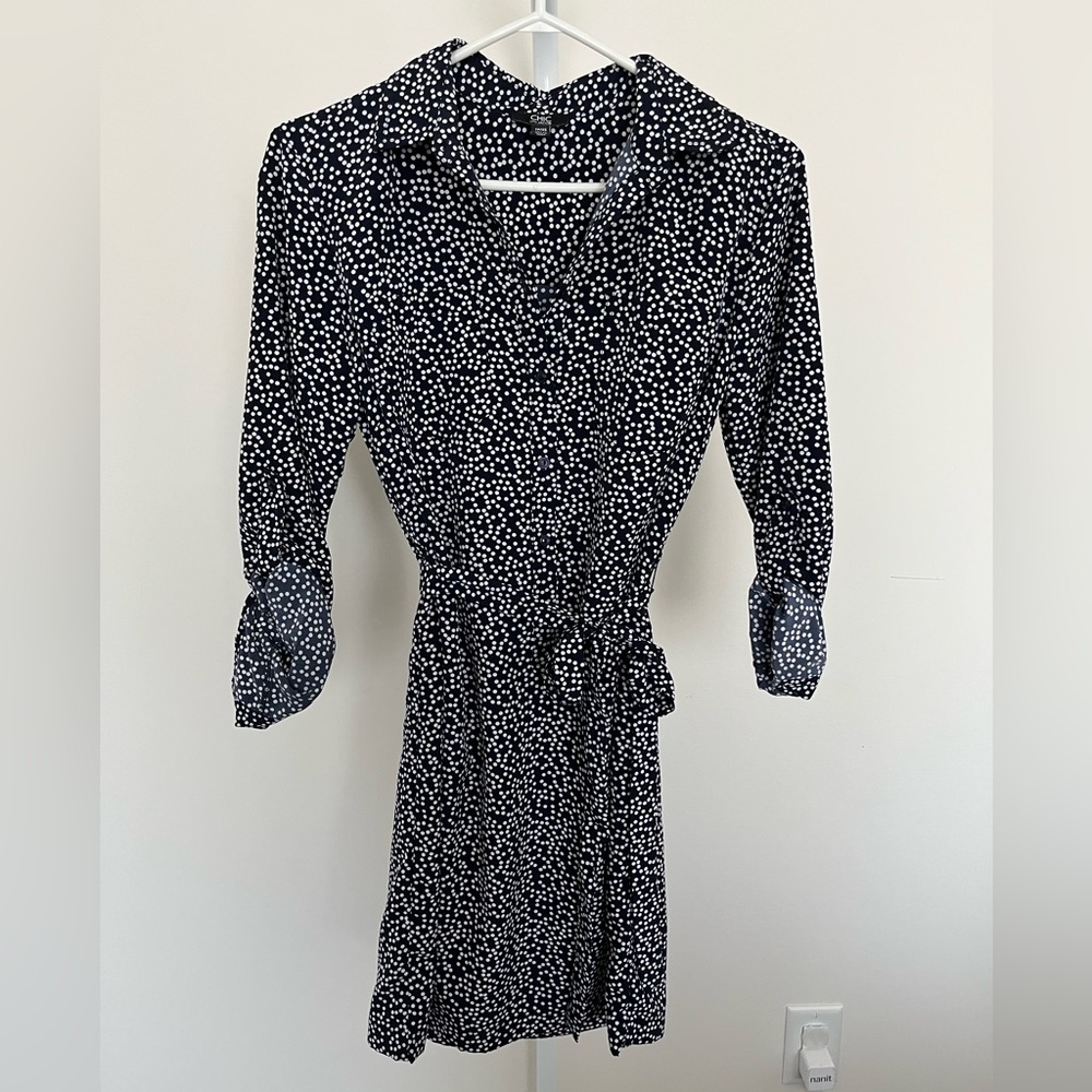 Jacob Navy Blue & White Tie Wrap Dress